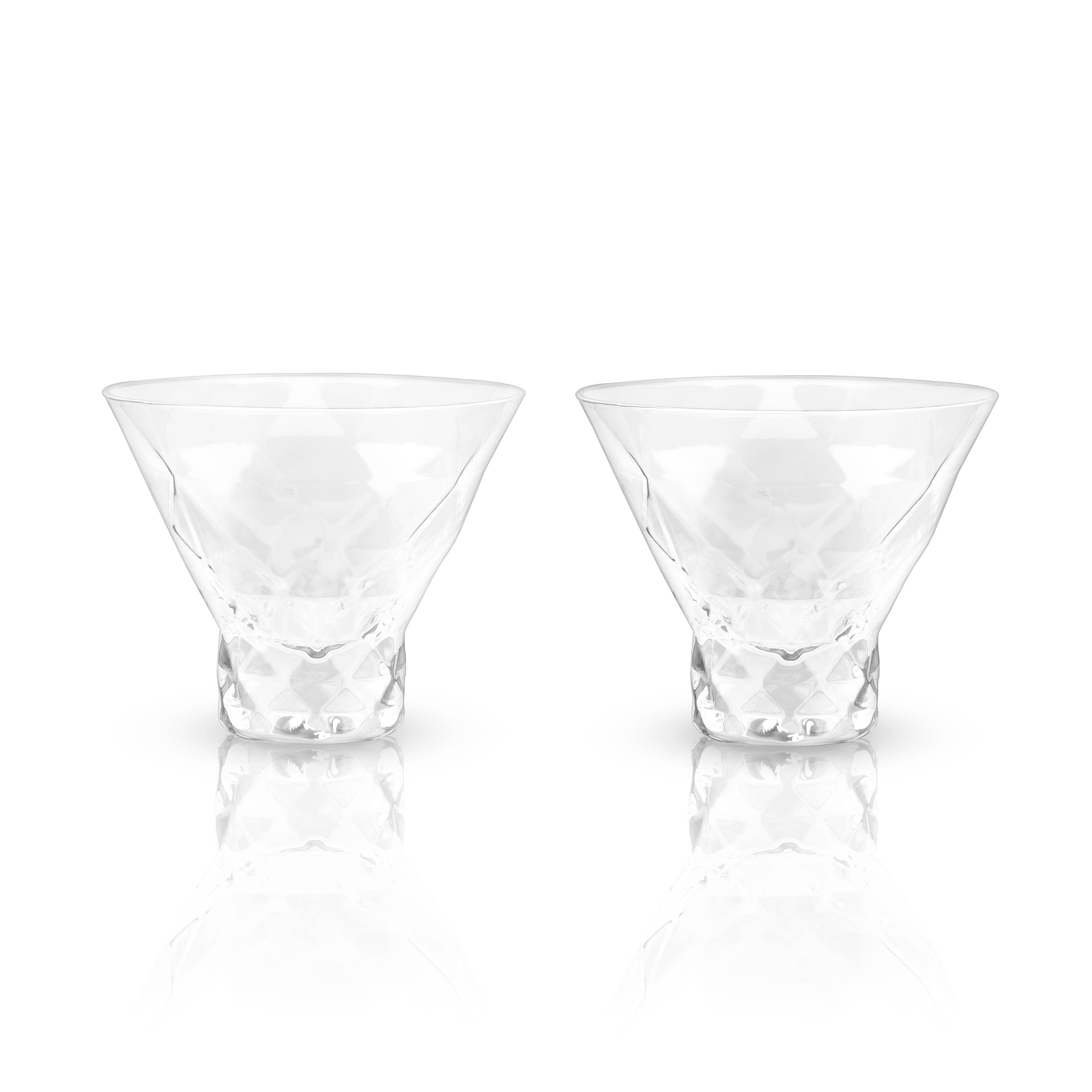 Gem Crystal Stemless Martini Glasses