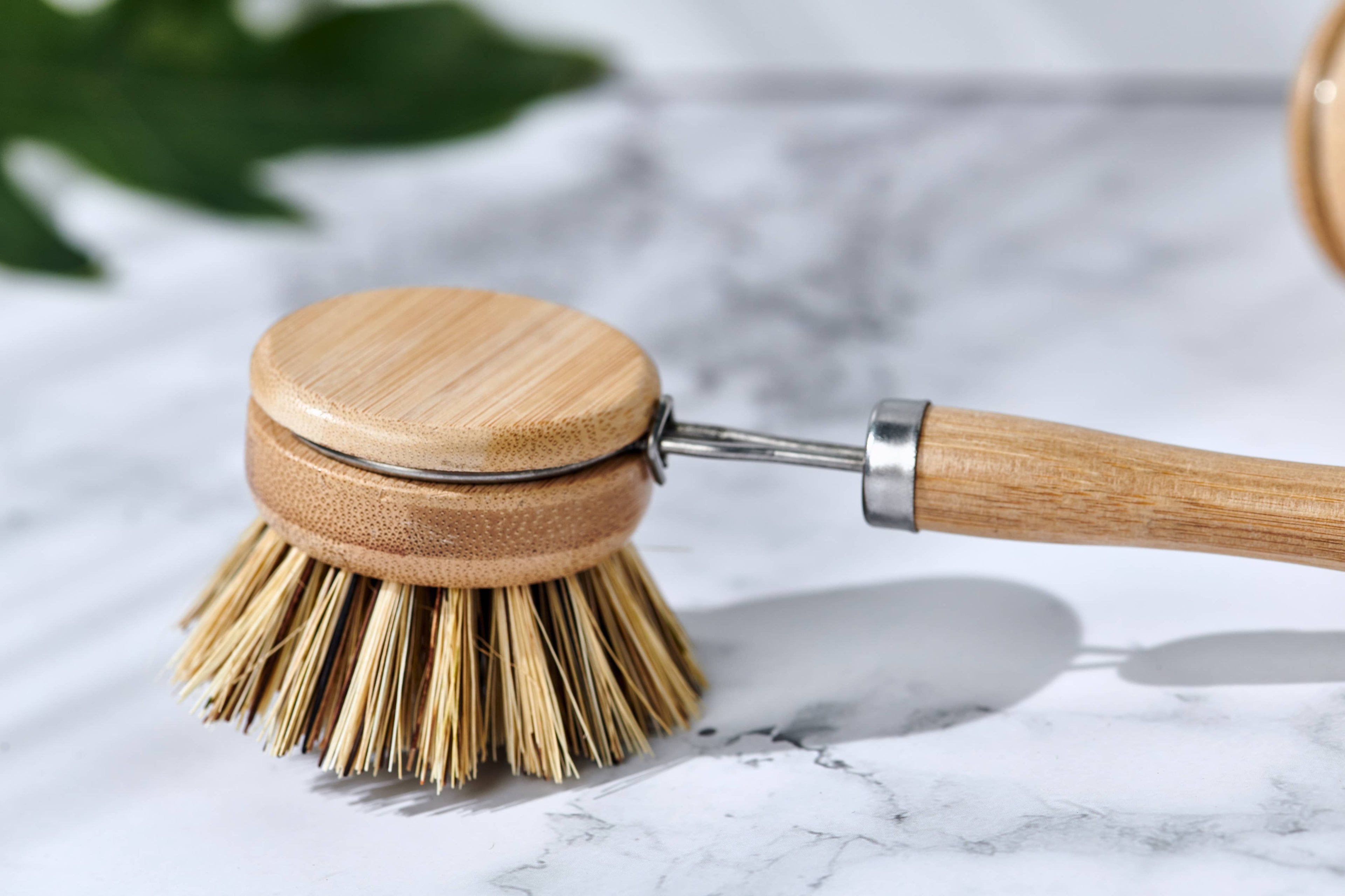 Desesh - Long Handle Wood & Metal Dish Brush (Plastic Free): Mixed Pack of Softer & Firmer Bristles
