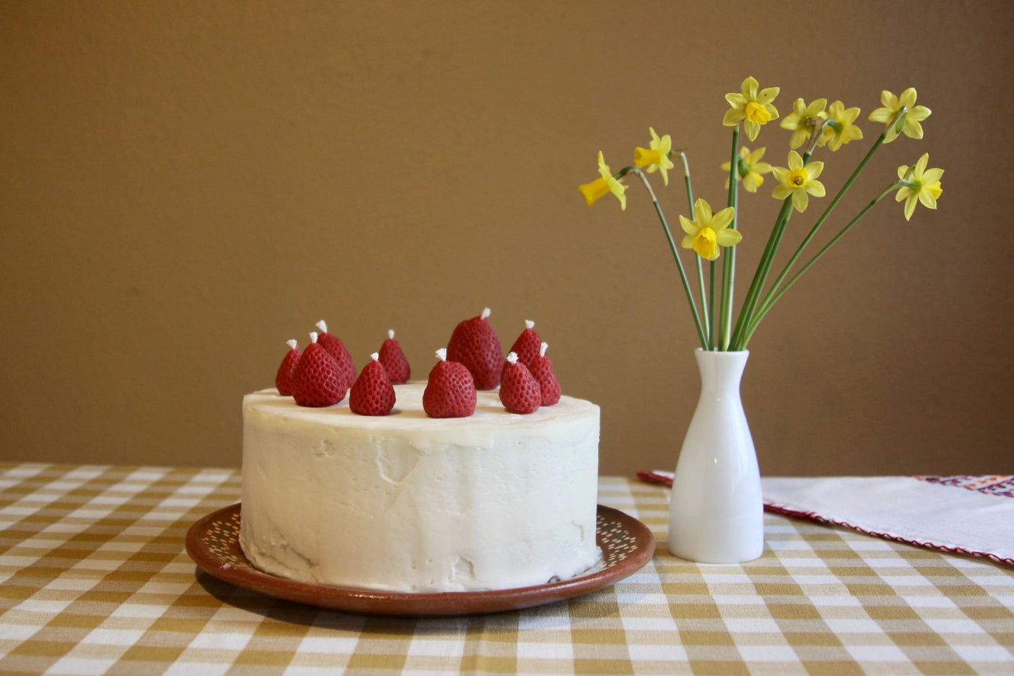 Beeswax Strawberry Birthday Candles: 10