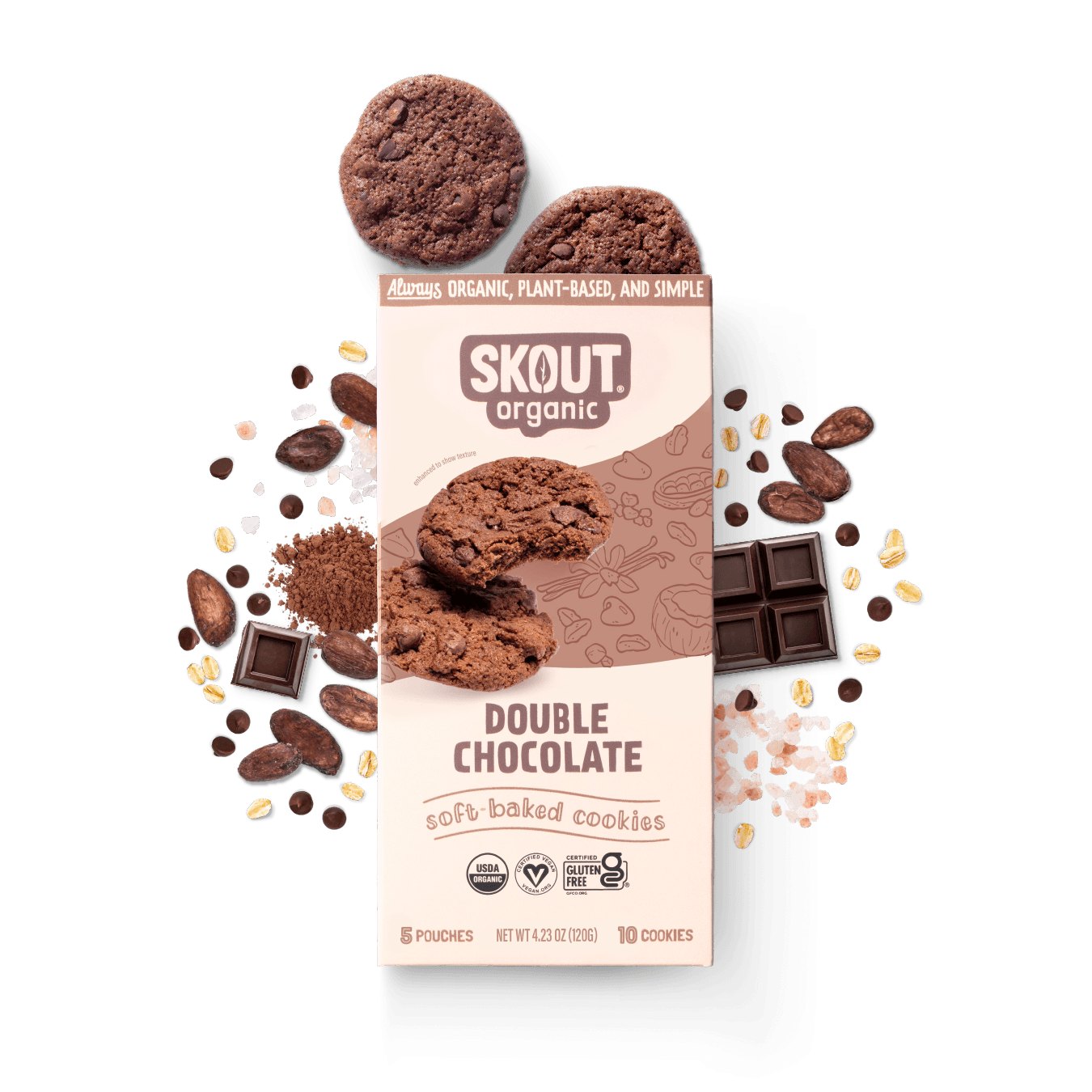 Organic Double Chocolate Soft Baked Cookies | Gluten Free