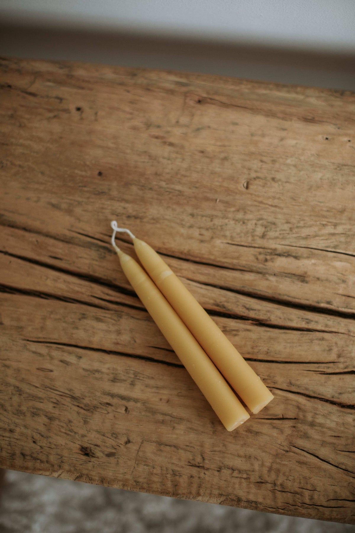 Wild Hive Apiary - 10” Natural Beeswax Hand-Dipped Taper Candles (Pair)