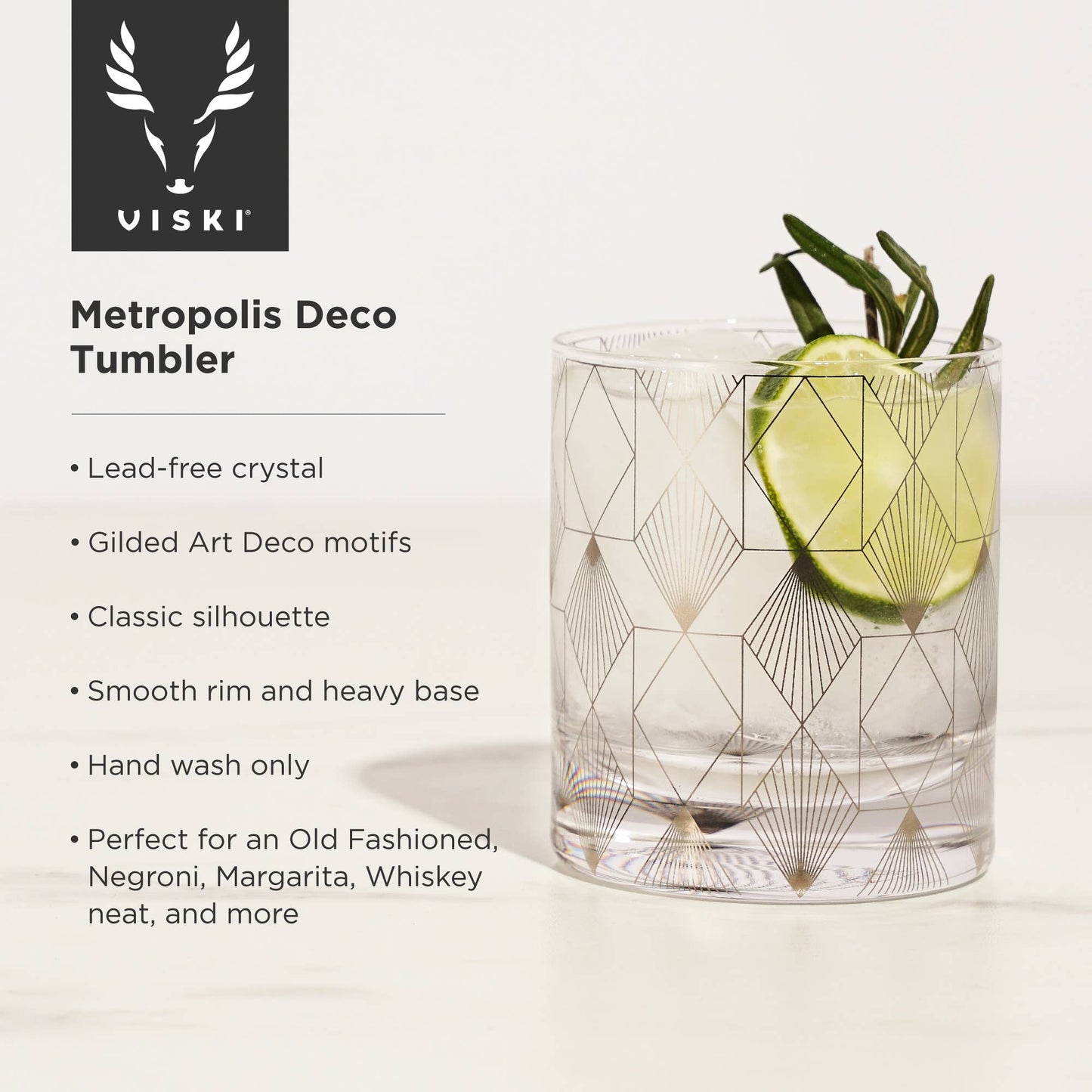 Metropolis Deco Crystal Tumbler