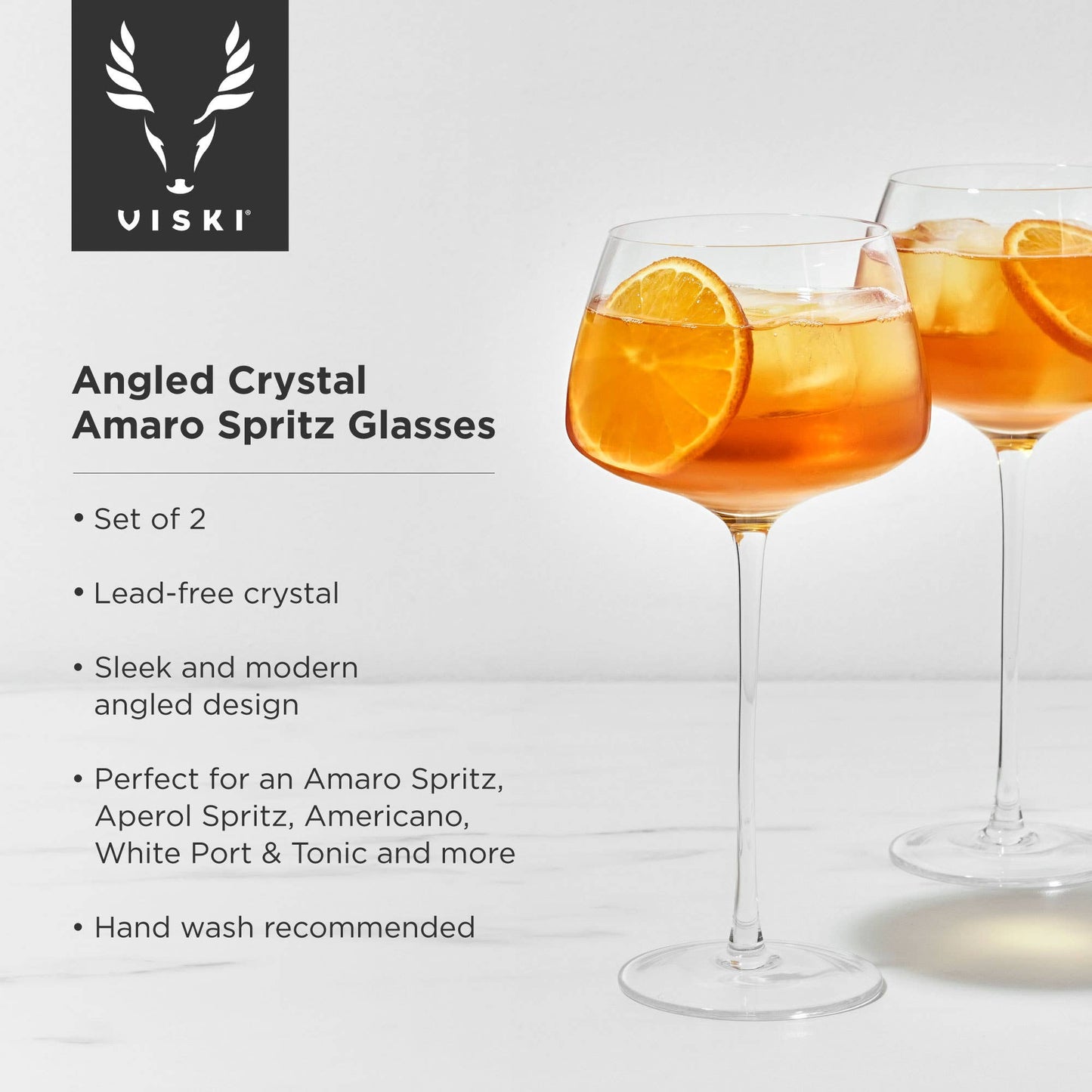 Raye™ Angled Crystal Stemmed Amaro Spritz Glasses