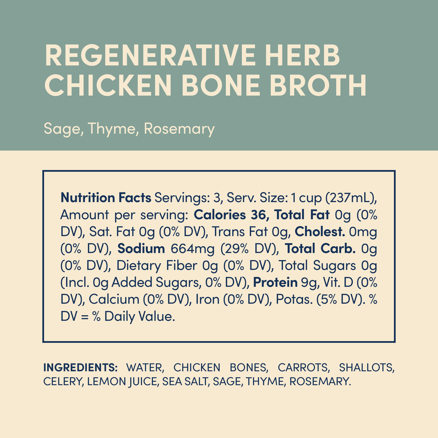 Regenerative Pasture-Raised Herb Chicken Bone Broth