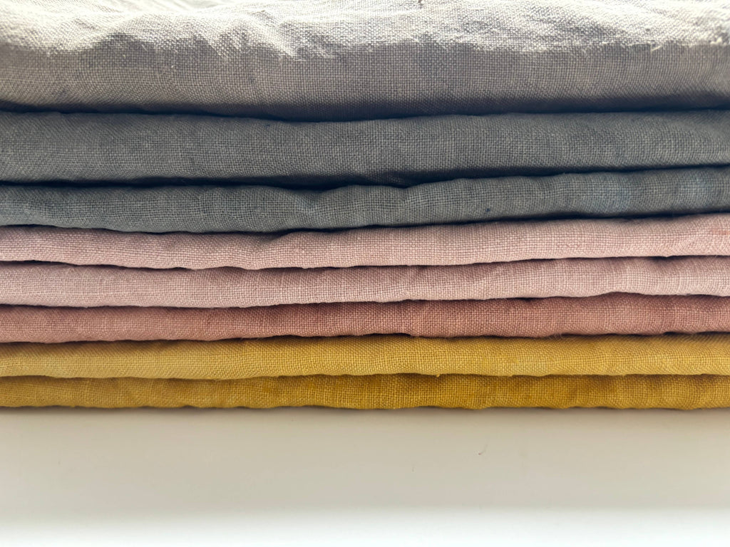 Naturally Dyed Linen Tea Towels: Green