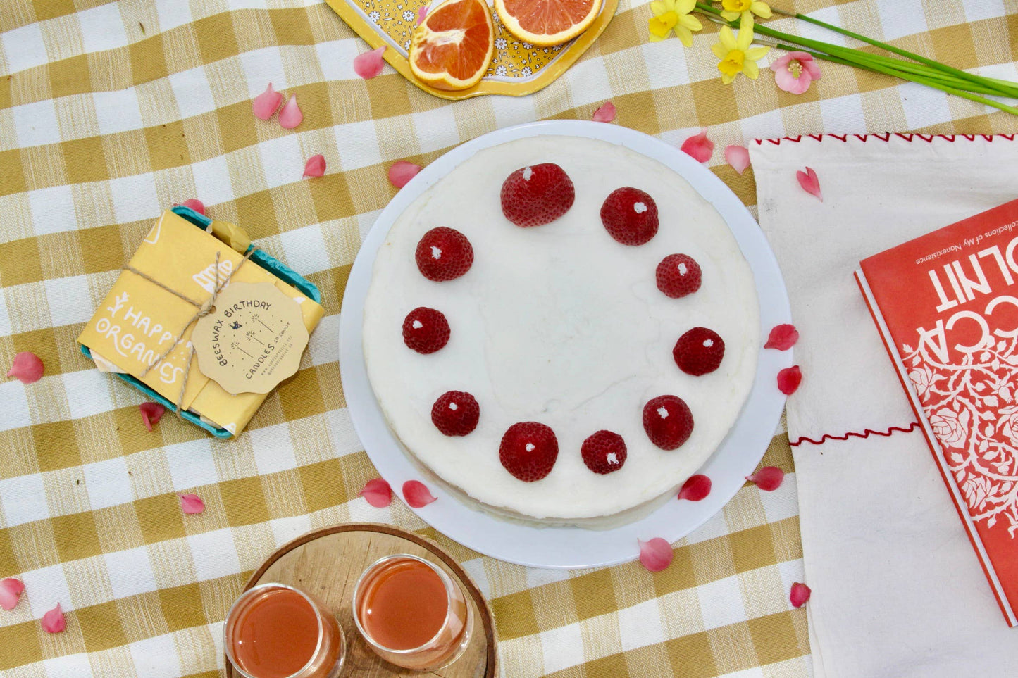 Beeswax Strawberry Birthday Candles: 10