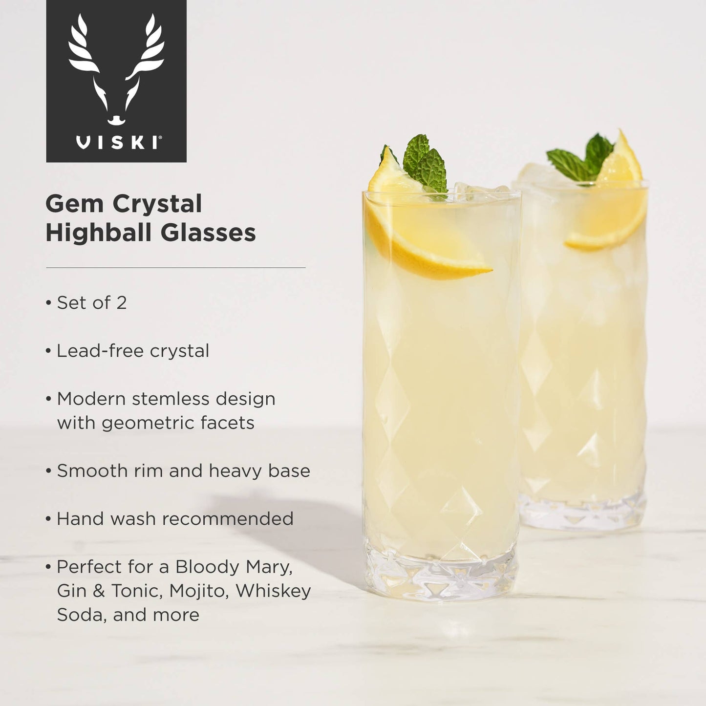 Gem Crystal Highball Tumblers