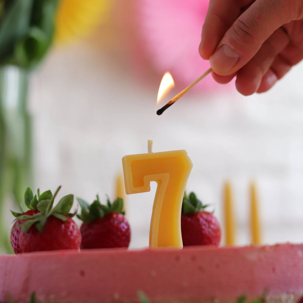 Five Bees Yard - Birthday Candles Numbers | Beeswax Birthday Cake Candle: 5