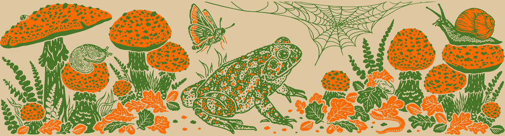 Mustard Beetle - Toad & Mushrooms Enamel Camp Mug: Green