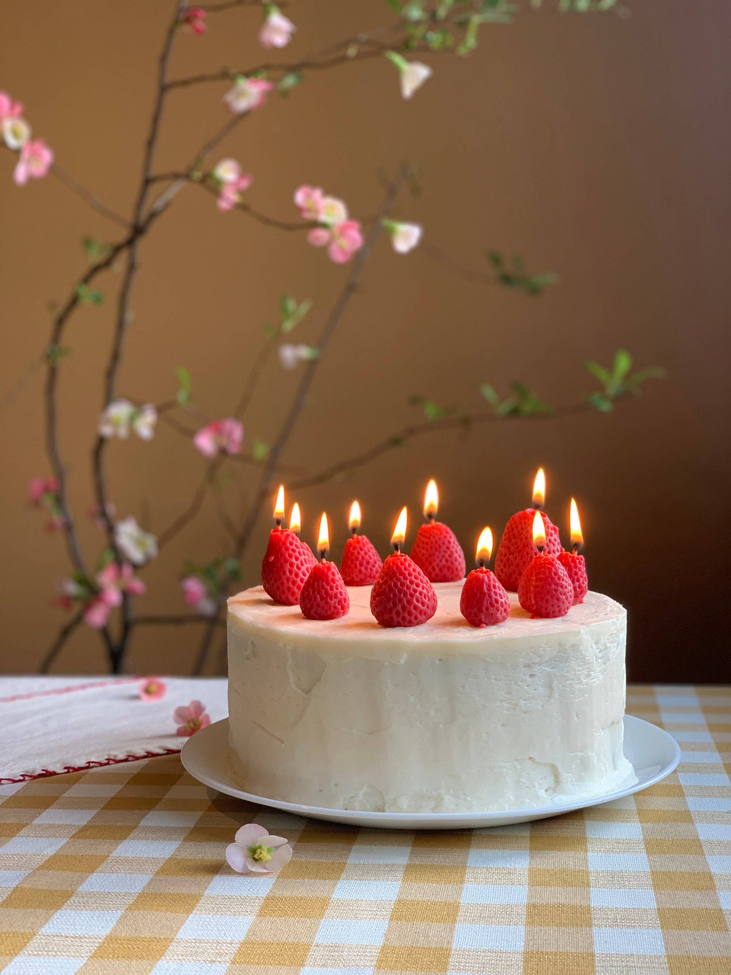 Beeswax Strawberry Birthday Candles: 10